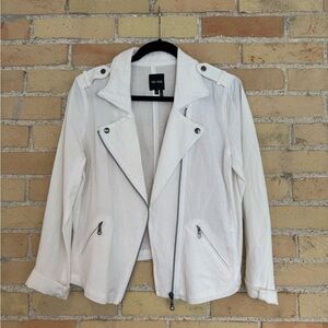 NIC & ZOE White Linen Moto Jacket